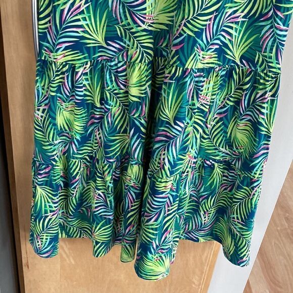 Land’s End Dress Short sleeve tiered dress Baltic teal palm knit pockets Med T - Picture 7 of 14